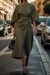 Elegant Solid Color Waist Dress