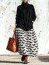 Halloween Bat-Print Turtleneck Maxi Dress