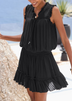 Black Chiffon V Neck Loose Mini Dress