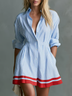 Blue Striped Casual Mini Dress