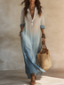 Blue Ombre Shirt Loose Maxi Dress