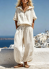 White Short Sleeve Sweatshirt Jogger Pants Matching Set