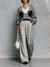Gray Loose Cardigan & Casual Wide Leg Pants Two Piece Set
