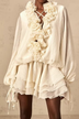 Apricot 3D Floral Loose Ruffle Mini Dress
