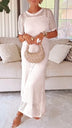Elegant Boat Neck Hollow Airy Two-piece Dress