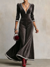 Dark Gray Velvet Deep V Neck Puff Sleeve Maxi Dress