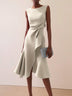 Red Sleeveless Midi Elegant A-line Dress with Waist Twist for Day-to-Night