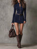 Vintage Western navy faux-suede slim-fit mini dress (includes belt)
