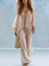 Beige Bohemian Casual Loose Set