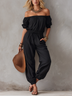Black Off Shoulder Puff Sleeve Jumpsuit