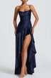 Halter Backless Ruffled Maxi Dress