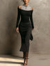 Mock Neck Sleeveless Off‑Shoulder Long Sleeve High Waist Midi Bodycon Dress