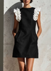 Black Sleeveless Ruffle Trim Loose Mini Dress