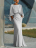 Elegant V-neck backless batwing sleeve dress