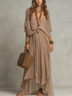 Khaki Flowing Chiffon Bohemian Style Long Dress