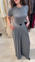 Grey Casual Short-Sleeved T-Shirt Two Piece Set