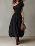 Playful-style One-shoulder Balloon Hem Maxi Dress