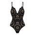 Black Laser-cut Floral Cutout One-piece Swimsuit