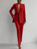 Casual Commuting Solid Color Blazer & High Waist Pants Set