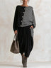 Asymmetric Color Block Striped Loose Two Piece Set