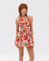 Floral Print Halter Backless Mini Dress