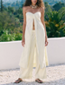 White Strapless Slit Top Pant Set