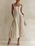 Off-White Minimalist Black Striped A-Line Maxi Dress