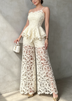 Romantic Cream White Hollow Out Lace Matching Set