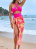 Tie-up One-piece Swimsuit & Skirt Two-piece Set