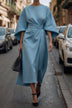Elegant Solid Color Waist Dress