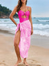 Solid Color One-piece Swimsuit & Skirt Set
