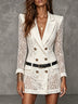 White lace double-breasted collared blazer mini dress (with belt)