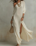 Solid Color Loose Slit Beach Maxi Dress