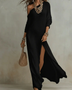 Solid Color Loose Slit Beach Maxi Dress