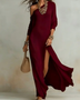 Solid Color Loose Slit Beach Maxi Dress