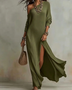 Solid Color Loose Slit Beach Maxi Dress