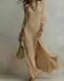 Solid Color Loose Slit Beach Maxi Dress
