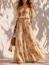Elegant Bohemian Off-Shoulder Floral Chiffon Set