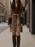 Leopard print patchwork plush coat