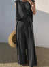 Linen Blends Casual Pants Set