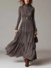 Grey Turtleneck Long Sleeve Slim Top & Pleated Maxi Skirt