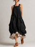 Yellow Sleeveless Big Pockets Layered Ruffle Hem Bubble Midi Dress