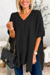 Chicest V Neck Loose Fit Solid Poncho Sweater
