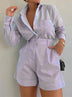 Cotton and Linen Long Sleeve Loose Shorts Set