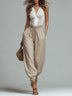 Vintage sleeveless pleated top and lantern pants set