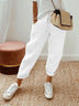 Solid Color Insert Pocket Drawstring Casual Pants