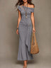 Asymmetric cut-out lace-up detail fishtail maxi dress