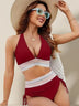 Two-piece V-neck Drawstring Bikini Swimsuit Set