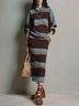 Relaxed-fit striped sweatshirt and straight-cut midi skirt set