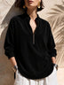 Women's Zip-Up Stand-Collar Long-Sleeve Loose-Fit Casual Corduroy Top